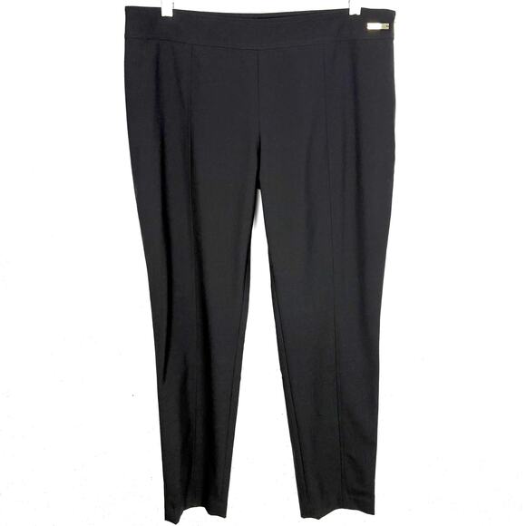 Tory Burch Womens Azalea Slim Pants Wool Blend Side Zip Gold Logo Medallion 8 - Picture 1 of 8